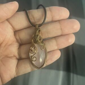 Rose Quartz Wire Wrapped Pendant Necklace